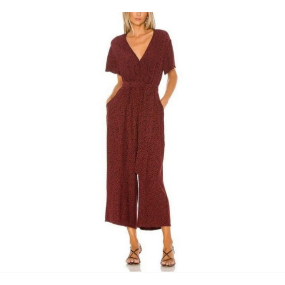 Rails Jumpsuit Rust Red Animal Print Leopard Wide Leg Wrap Belt Y2K Size Large